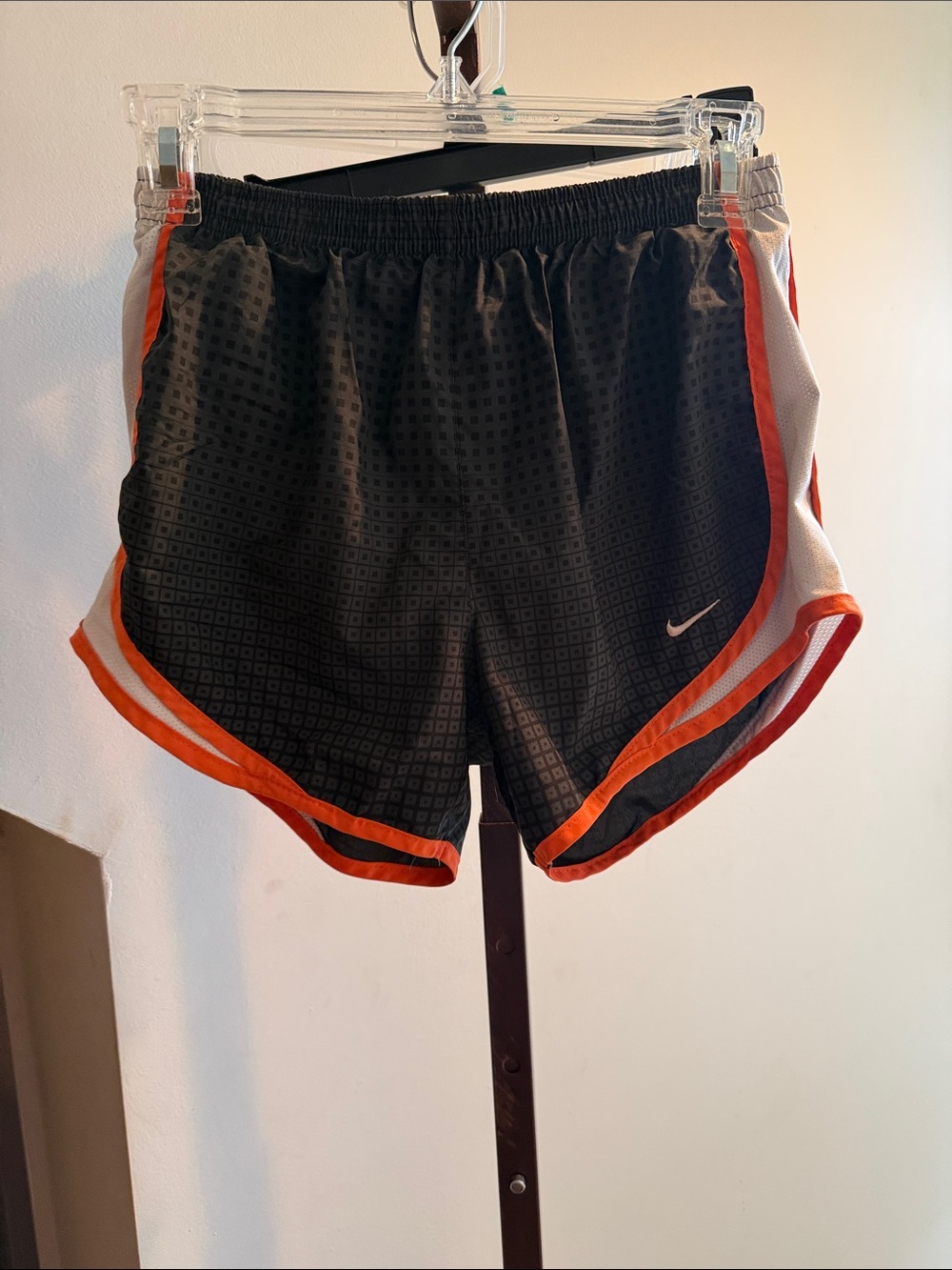 Nike Black Athletic Shorts with Orange Trim
